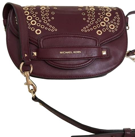 michael kors leather saddle bag|Michael Kors burgundy crossbody bag.